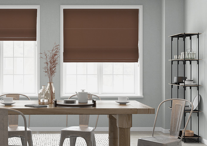 Faux Suede, Mocha - Twist&Fit Roman Blind - Image 3